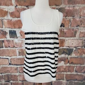 BANANA REPUBLIC FACTORY Striped Sequin Sleeveless Blouse S NEW